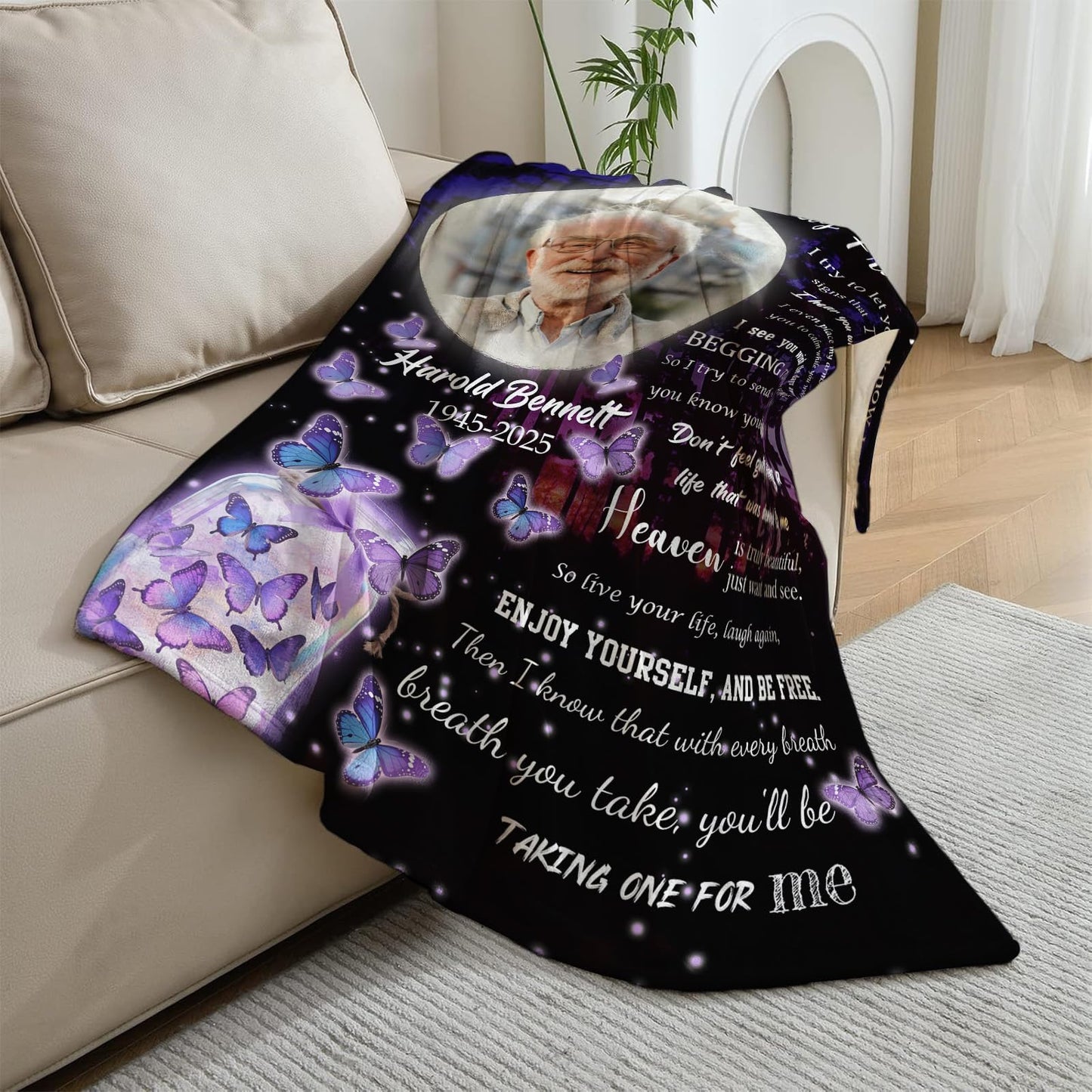 Vsmoedb Custom Memorial Blanket with Pictures, Sympathy Blanket for Loss of Loved One, Memorial Blankets for Loss of Mom Dad, Memory Blankets Memorial Gifts for Loss of Loved One Made in USA