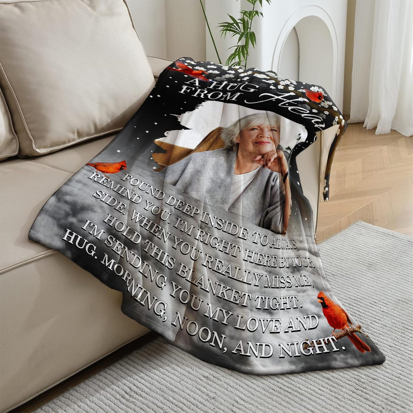 Vsmoedb Custom Memorial Blanket with Pictures, Sympathy Blanket for Loss of Loved One, Memorial Blankets for Loss of Mom Dad, Memory Blankets Memorial Gifts for Loss of Loved One Made in USA