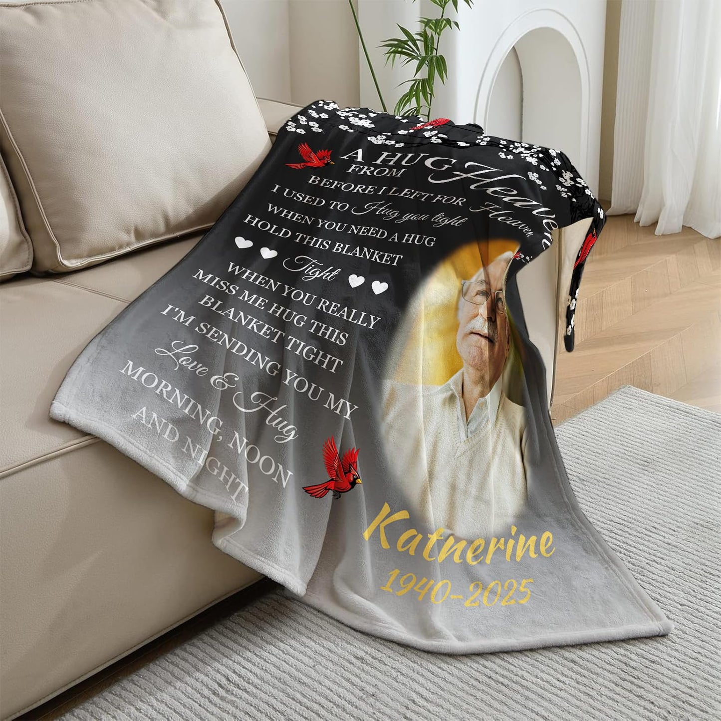 Vsmoedb Custom Memorial Blanket with Pictures, Sympathy Blanket for Loss of Loved One, Memorial Blankets for Loss of Mom Dad, Memory Blankets Memorial Gifts for Loss of Loved One Made in USA