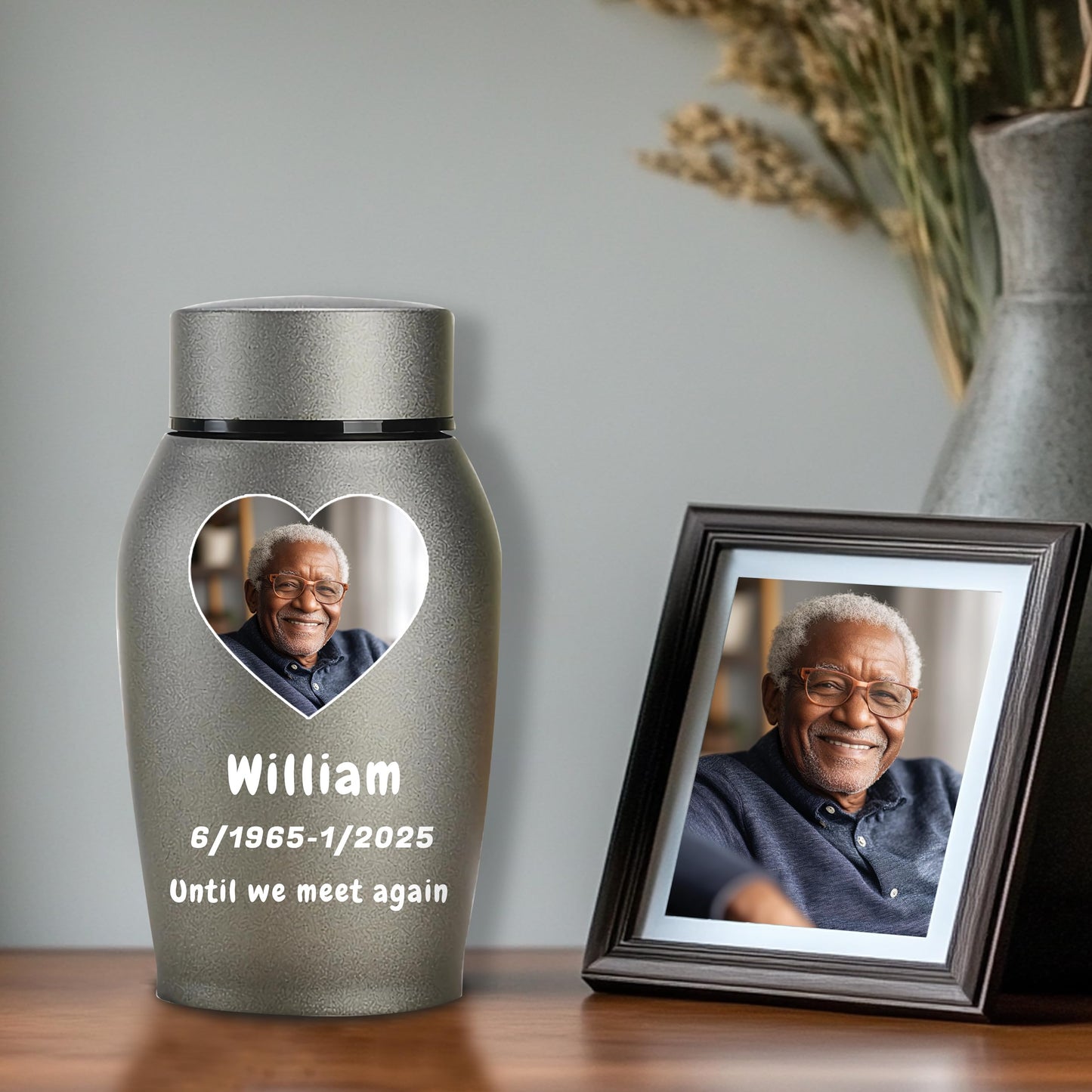 Personalized Cremation Urns for Human Ashes, Custom Name Photo Urns for Human Ashes Adult Female Male, Stainless Steel Keepsake Human Urns for Ashes Decorative Urn Ashes