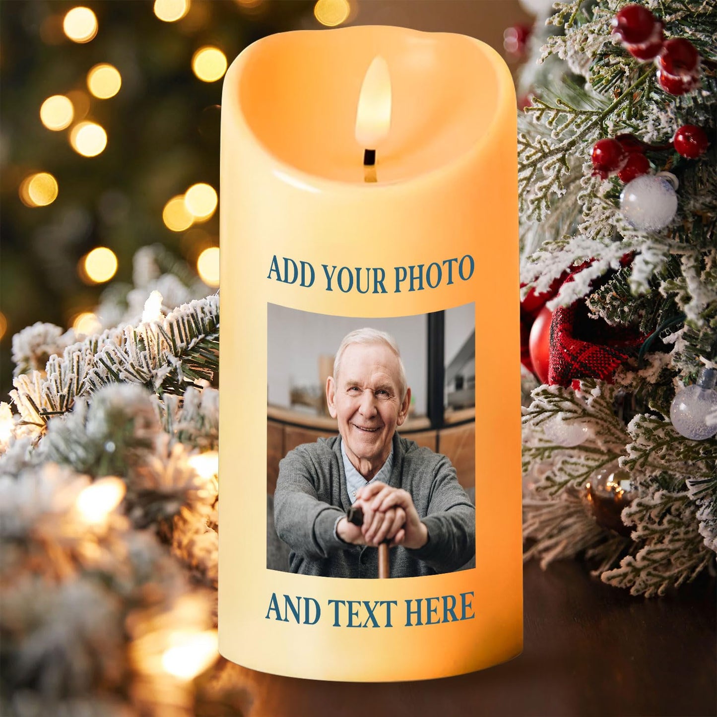 Personalized Photo 3D LED Candles Bereavement Gift Idea Custom Flameless Candles for Loss of Loved One Dad Mom Husband Wife Friend