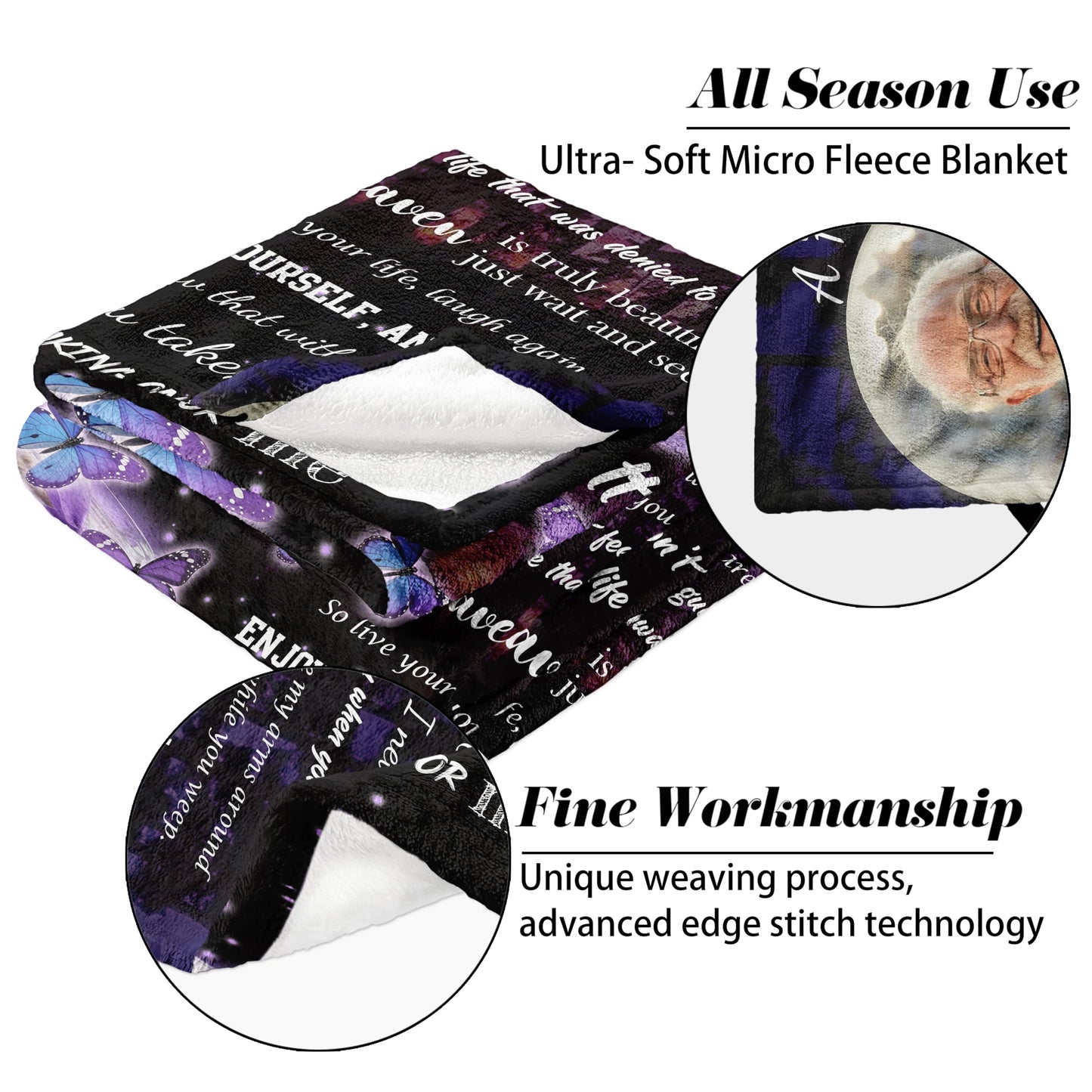 Vsmoedb Custom Memorial Blanket with Pictures, Sympathy Blanket for Loss of Loved One, Memorial Blankets for Loss of Mom Dad, Memory Blankets Memorial Gifts for Loss of Loved One Made in USA