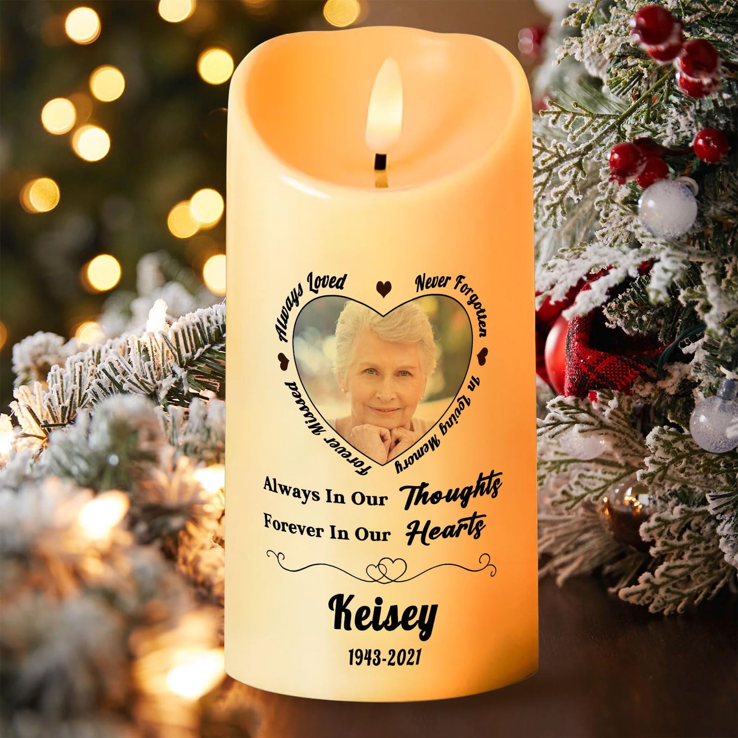 Personalized Photo 3D LED Candles Bereavement Gift Idea Custom Flameless Candles for Loss of Loved One Dad Mom Husband Wife Friend