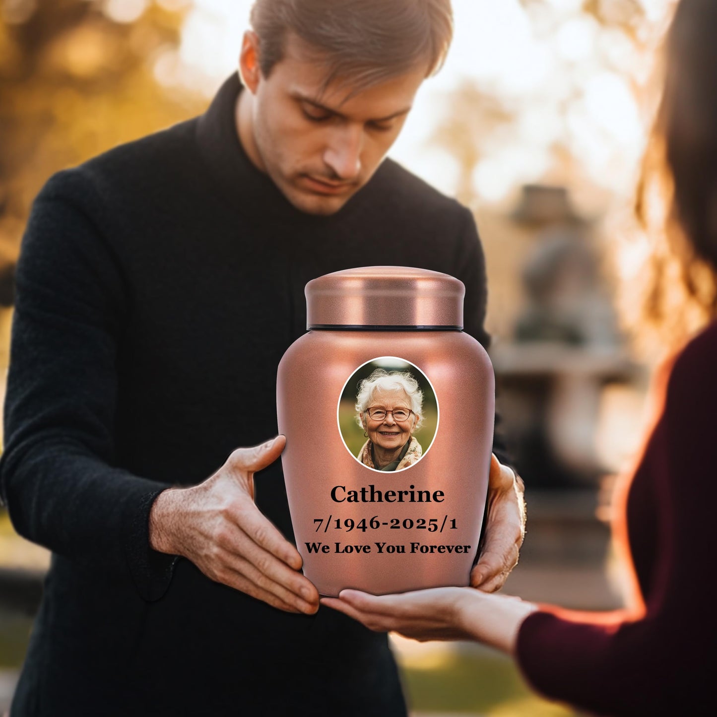 Personalized Cremation Urns for Human Ashes, Custom Name Photo Urns for Human Ashes Adult Female Male, Stainless Steel Keepsake Human Urns for Ashes Decorative Urn Ashes