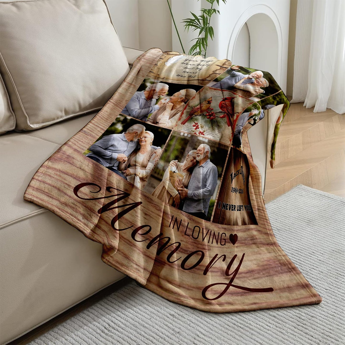 Vsmoedb Custom Memorial Blanket with Pictures, Sympathy Blanket for Loss of Loved One, Memorial Blankets for Loss of Mom Dad, Memory Blankets Memorial Gifts for Loss of Loved One Made in USA