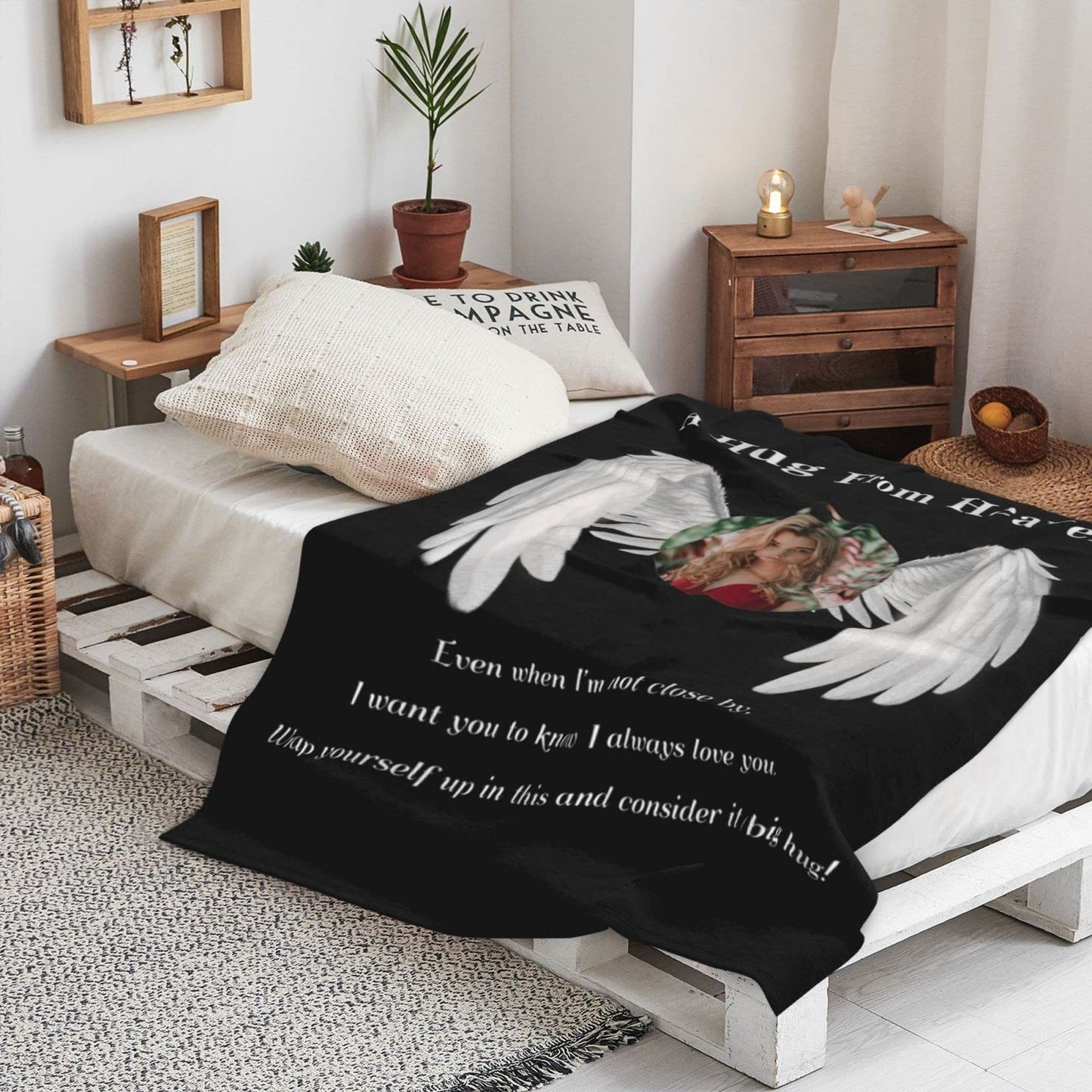 Custom Memorial Blanket with Photo for Loss of Loved One, Memorial Gifts for Loss of Mom Dad, Personalized Sympathy Bereavement Remembrance Grieving Gifts for Loss of Daughter Son