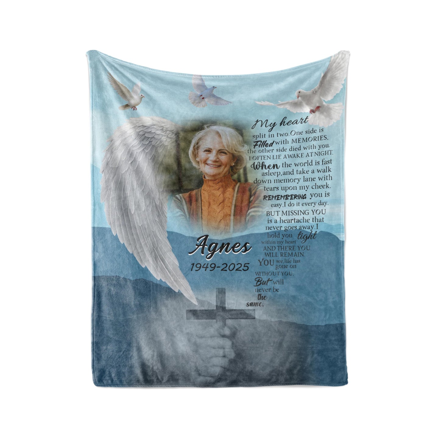 Vsmoedb Custom Memorial Blanket with Pictures, Sympathy Blanket for Loss of Loved One, Memorial Blankets for Loss of Mom Dad, Memory Blankets Memorial Gifts for Loss of Loved One Made in USA