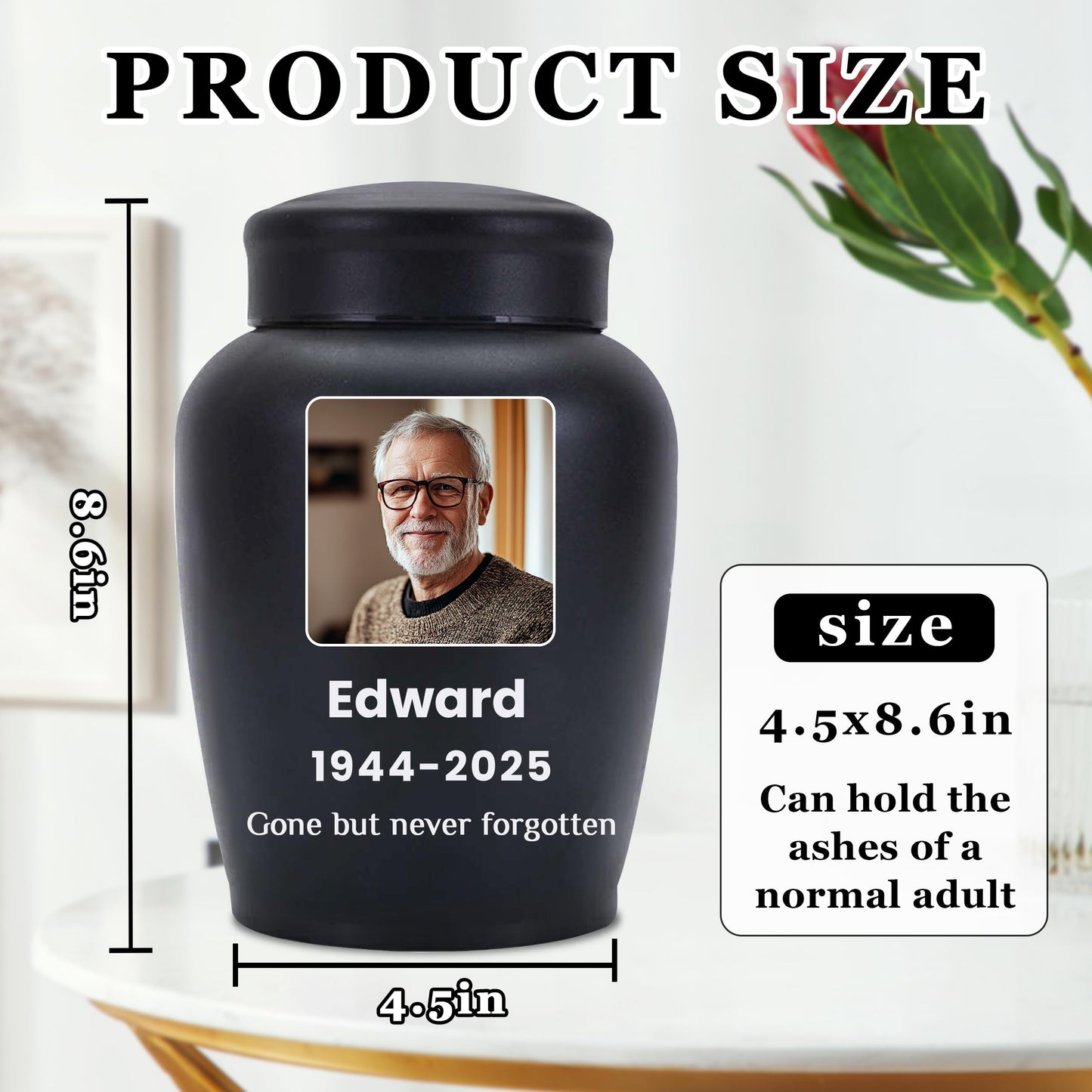 Personalized Cremation Urns for Human Ashes, Custom Name Photo Urns for Human Ashes Adult Female Male, Stainless Steel Keepsake Human Urns for Ashes Decorative Urn Ashes