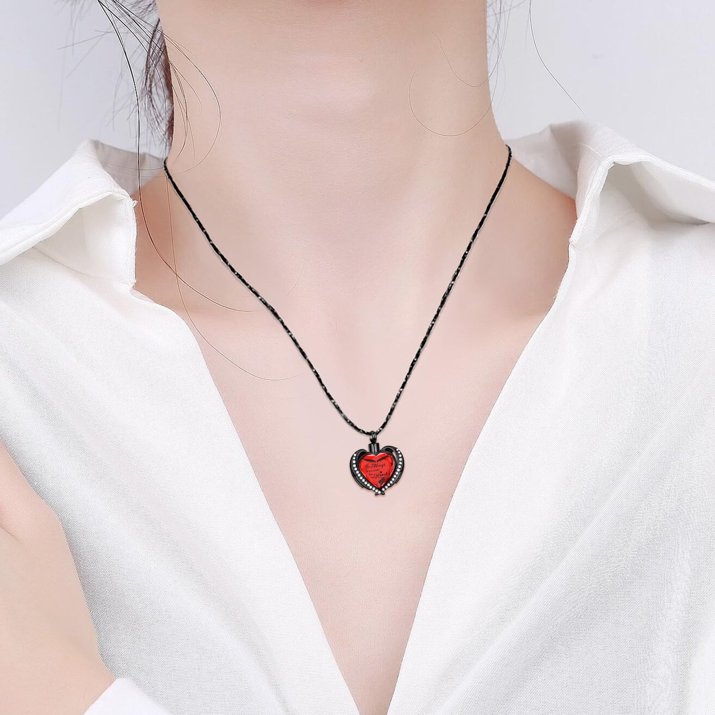 Imrsanl Cremation Jewelry for Ashes Pendant - Crystal Heart Urn Necklace with Mini Keepsake Urn Memorial Ash Jewelry