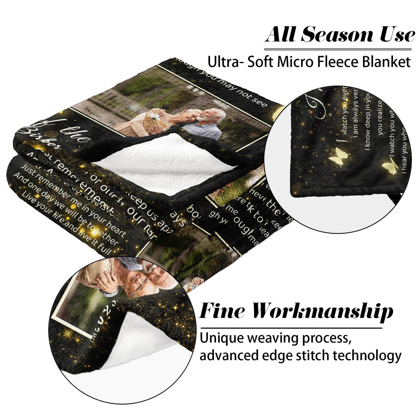 Vsmoedb Custom Memorial Blanket with Pictures, Sympathy Blanket for Loss of Loved One, Memorial Blankets for Loss of Mom Dad, Memory Blankets Memorial Gifts for Loss of Loved One Made in USA