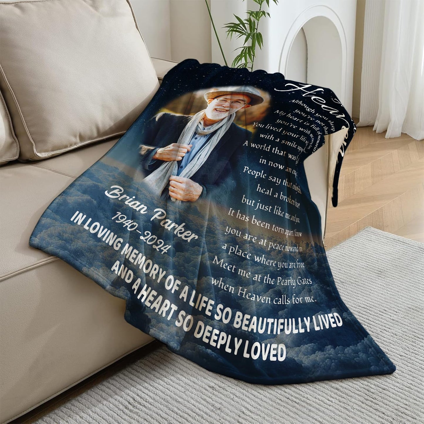 Vsmoedb Custom Memorial Blanket with Pictures, Sympathy Blanket for Loss of Loved One, Memorial Blankets for Loss of Mom Dad, Memory Blankets Memorial Gifts for Loss of Loved One Made in USA