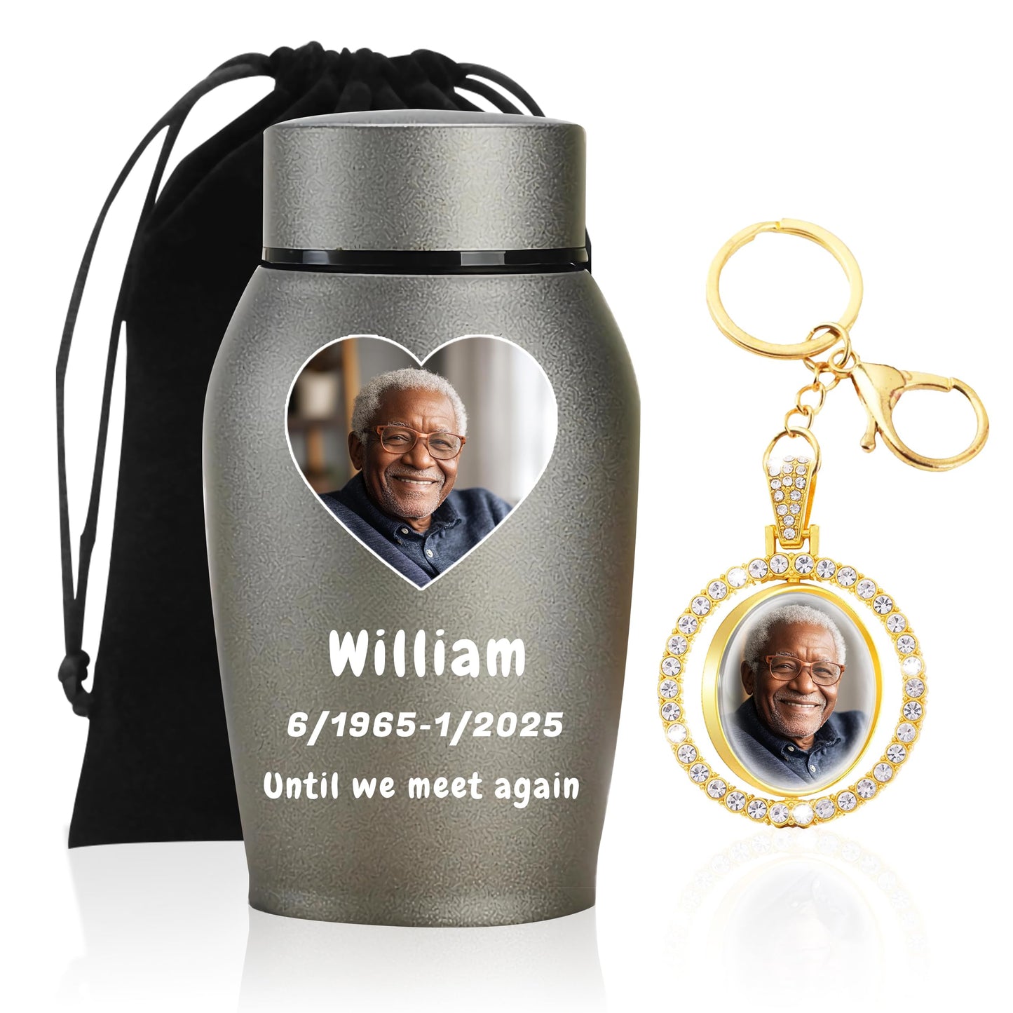 Personalized Cremation Urns for Human Ashes, Custom Name Photo Urns for Human Ashes Adult Female Male, Stainless Steel Keepsake Human Urns for Ashes Decorative Urn Ashes