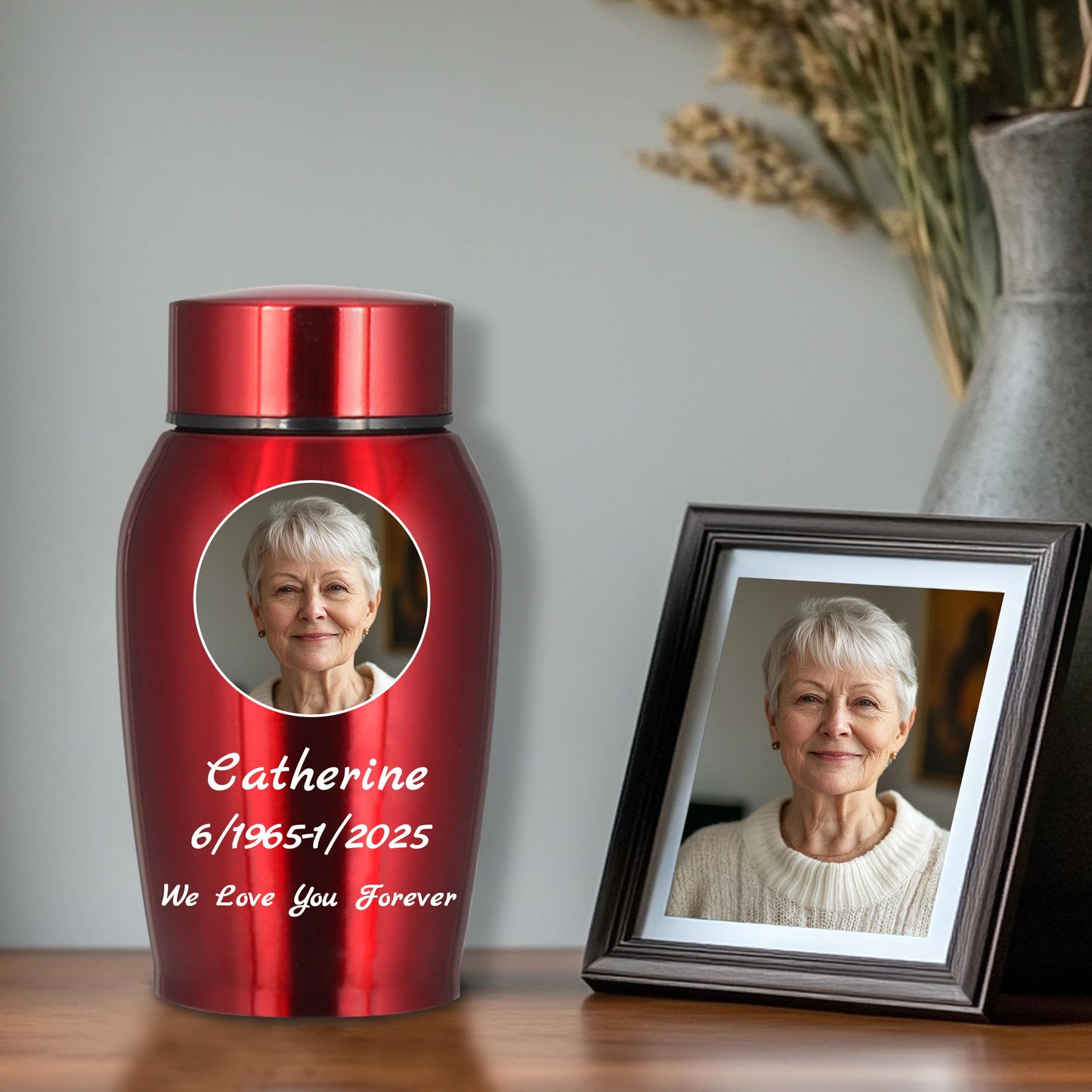 Personalized Cremation Urns for Human Ashes, Custom Name Photo Urns for Human Ashes Adult Female Male, Stainless Steel Keepsake Human Urns for Ashes Decorative Urn Ashes