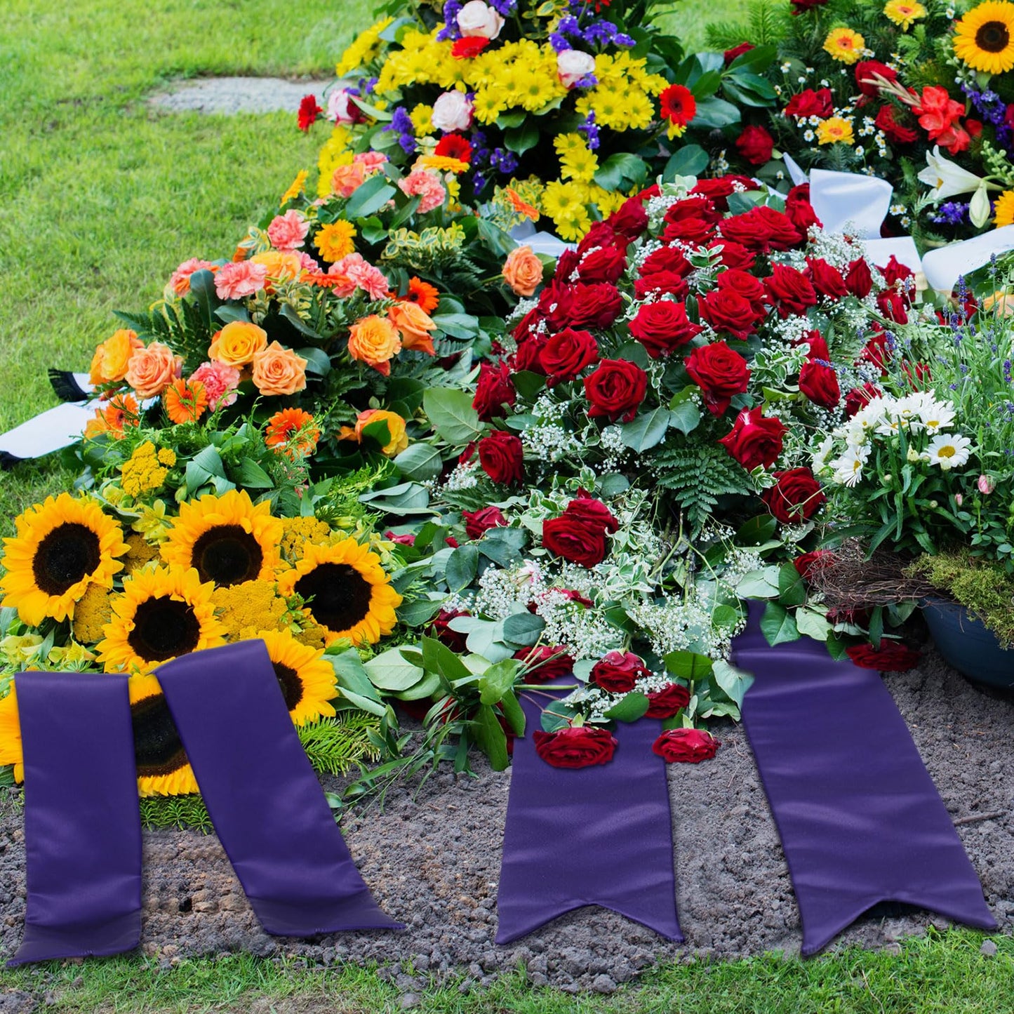 Funeral Sash Memorial Wreath Sash Funeral Ribbon Celebration of Life Ribbon for Casket or Wreath Flowers Memorial Service Honor The Loved Ones Memory 58x4''(White,Forever in Our Hearts)