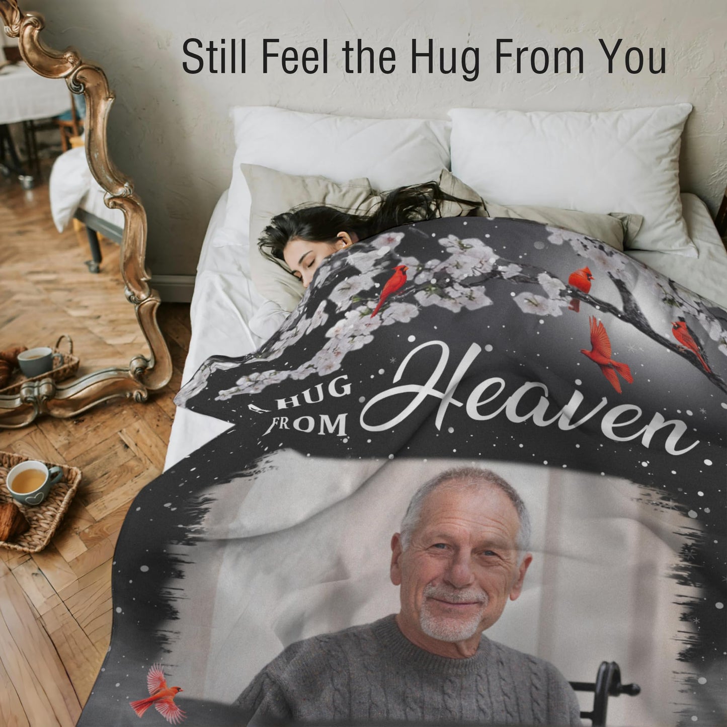 Custom Memorial Blanket with Photo for Loss of Loved One, Memorial Gifts for Loss of Mom Dad, Personalized Sympathy Bereavement Remembrance Grieving Gifts for Loss of Daughter Son