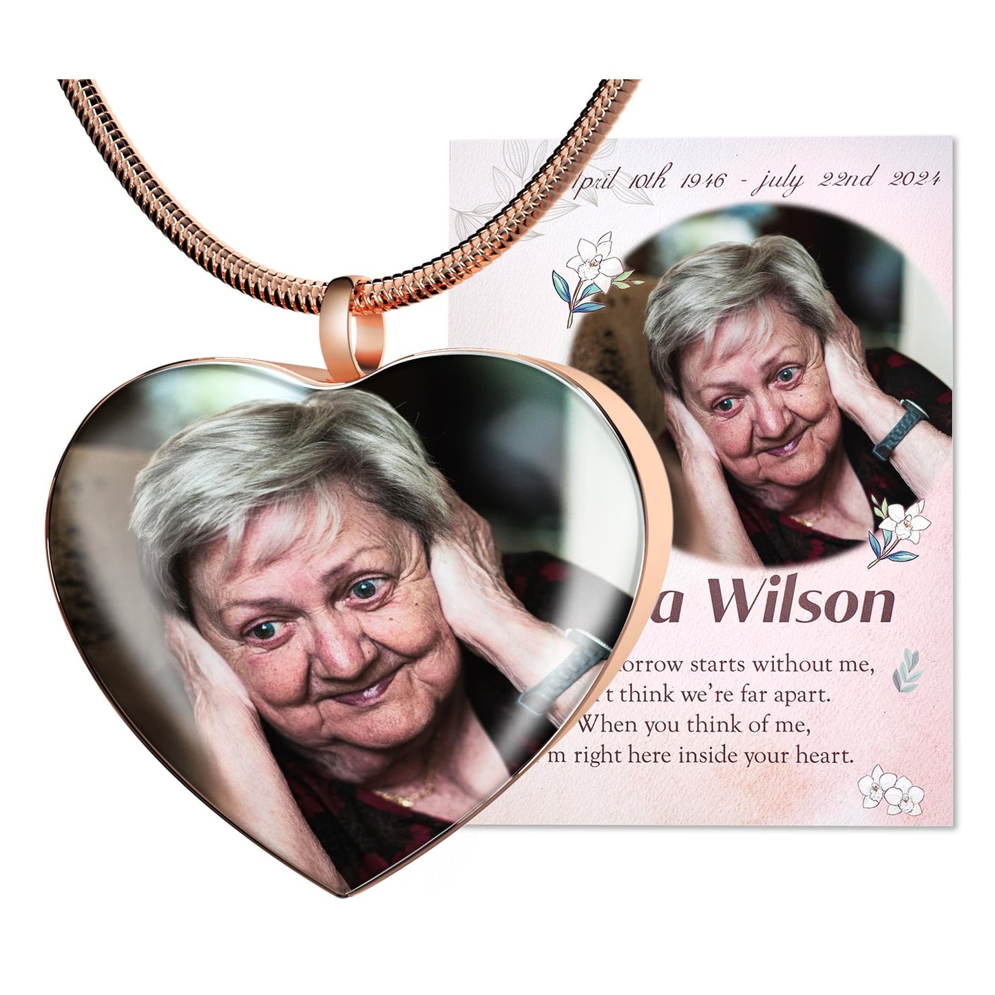 Fanery Sue Personalized Ashes Necklace for Women Men Custom Engraving Photo & Text Cremation Jewelry Urn Necklace for Ashes Memorial Keepsake for Loss Loved One