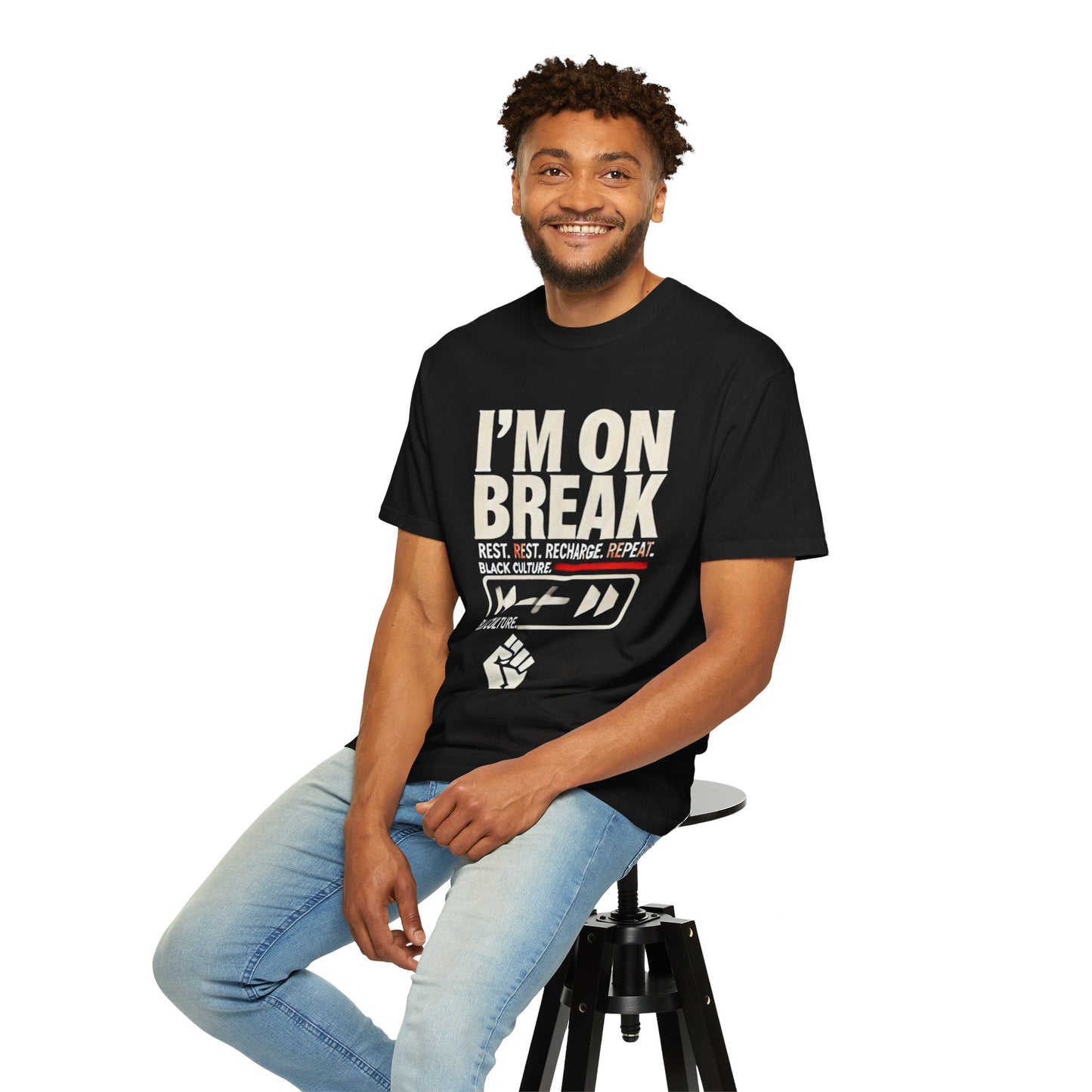 Unisex Garment-Dyed T-Shirt - "I'm On Break" - Celebrate Black Culture, Rest & Recharge