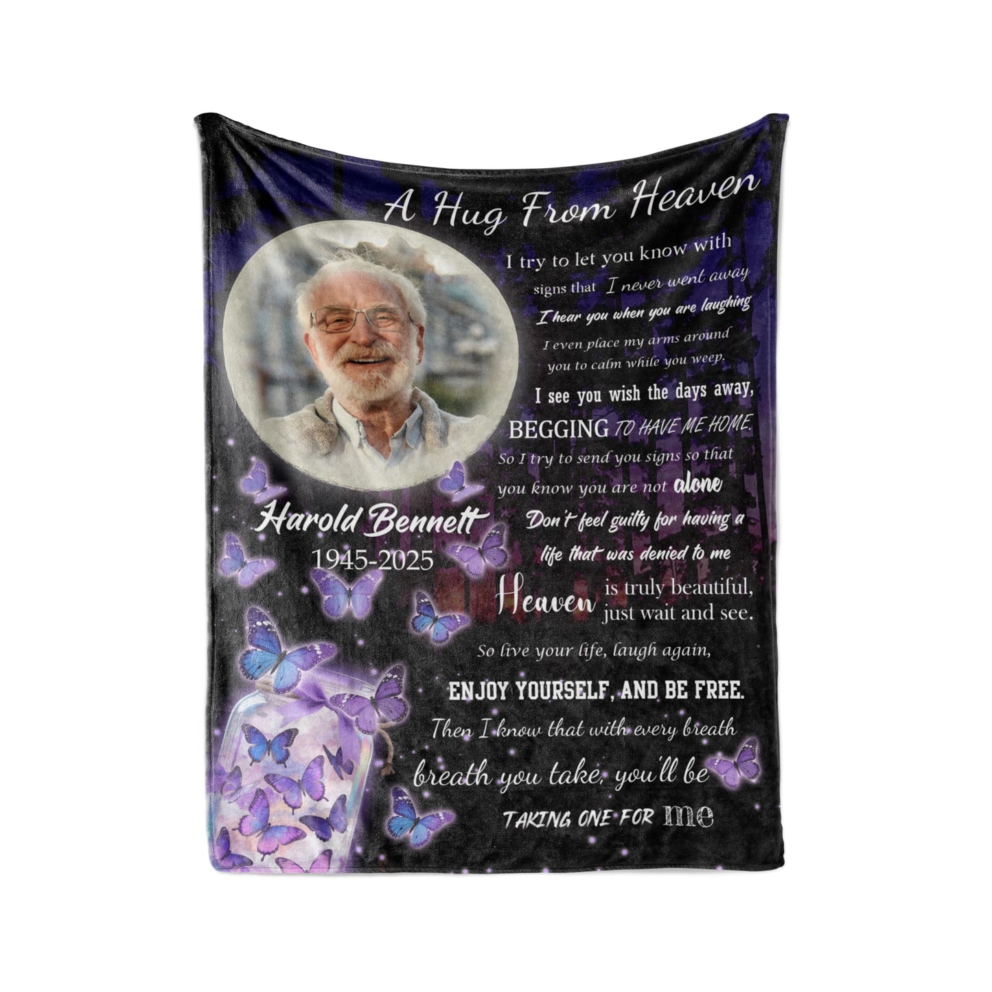 Vsmoedb Custom Memorial Blanket with Pictures, Sympathy Blanket for Loss of Loved One, Memorial Blankets for Loss of Mom Dad, Memory Blankets Memorial Gifts for Loss of Loved One Made in USA