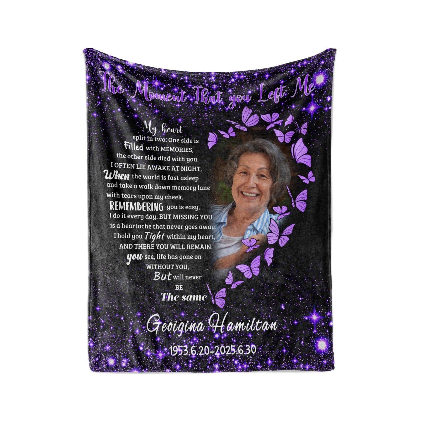 Vsmoedb Custom Memorial Blanket with Pictures, Sympathy Blanket for Loss of Loved One, Memorial Blankets for Loss of Mom Dad, Memory Blankets Memorial Gifts for Loss of Loved One Made in USA